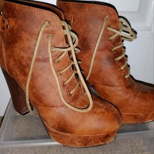 Platform brown heels